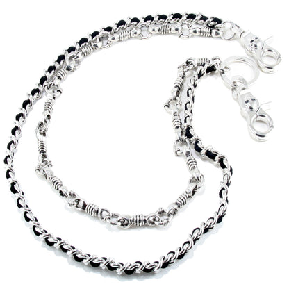 DK Suede Roof Biker Trucker Key Pocket Jean Wallet Chain (25") Silver CS22