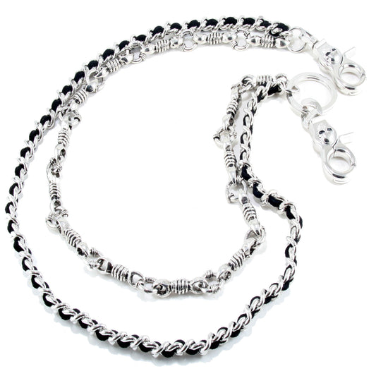 DK Suede Roof Biker Trucker Key Pocket Jean Wallet Chain (25") Silver CS22