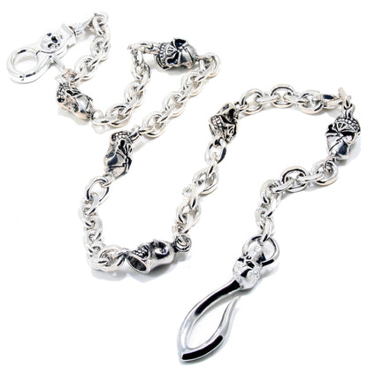 DK EMO Hook Clip Skull Biker Trucker Key Jean Wallet Chain (27.5") SLV/BLK CS28MLT