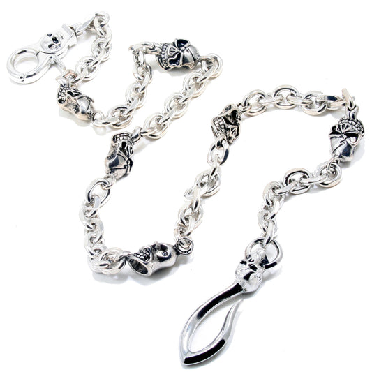 DK EMO Hook Clip Skull Biker Trucker Key Jean Wallet Chain (27.5") SLV/BLK CS28MLT