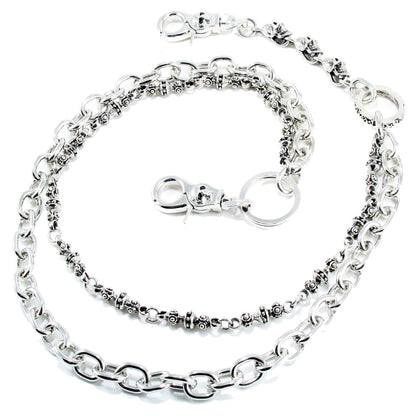 DK 2 Roof Basic Skull Biker Trucker Key Jean Wallet Chain (22/25.5") Silver CS29