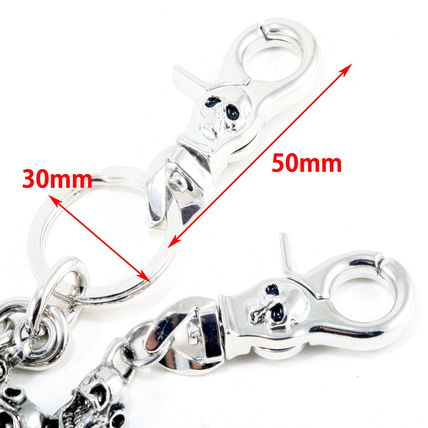 DK 2 Roof Basic Skull Biker Trucker Key Jean Wallet Chain (22/25.5") Silver CS29