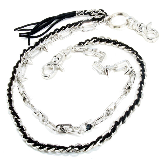 DK 2 Roof Spike Biker Trucker Key Jean Wallet Chain (26.5") Silver/Black CS35