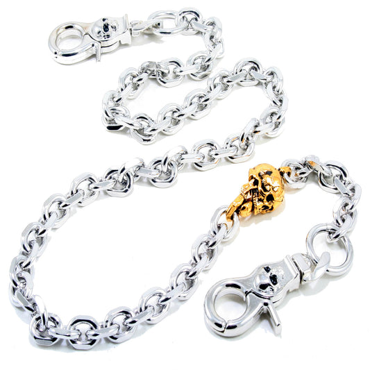 DK Gold Skull Strong Biker Trucker Key Jean Wallet Chain (22" 27") SLV/BLK CS40MLT