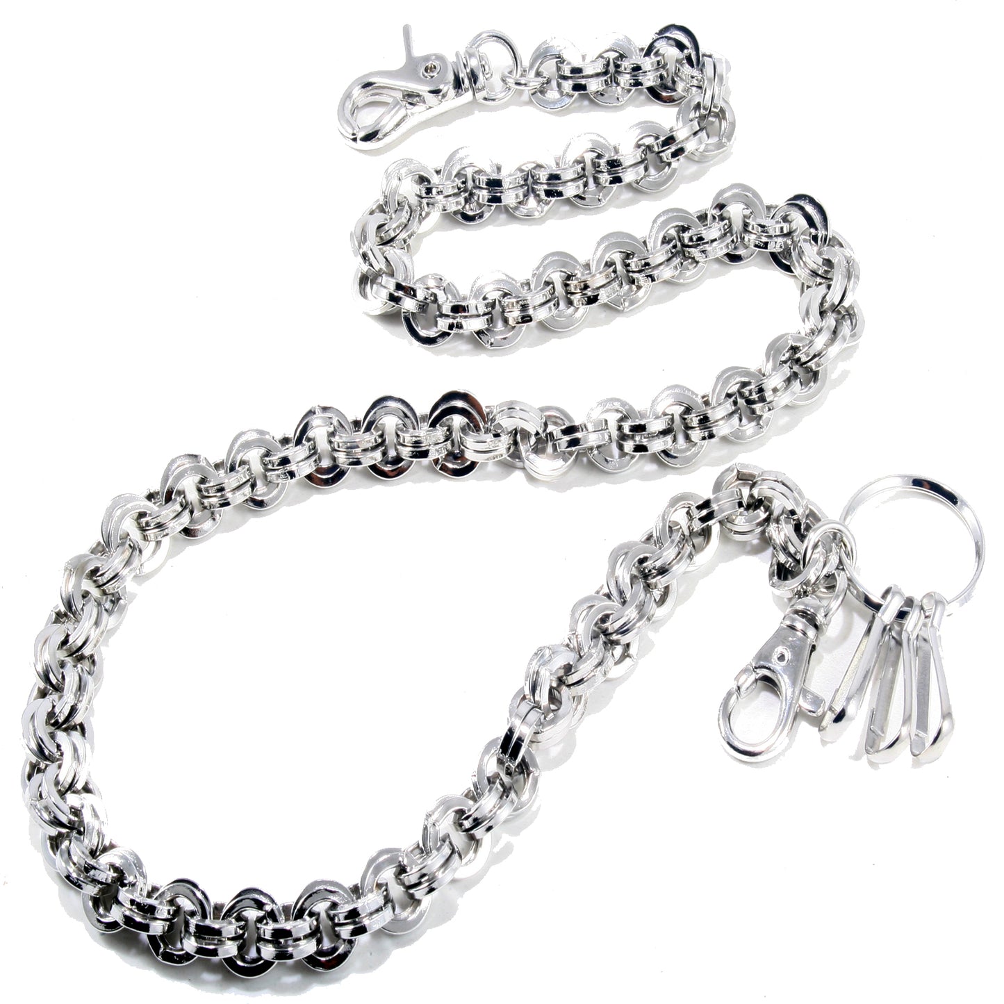 DK Multi Ring Roof Simple Trucker Biker Jean Key Wallet Chain (29.5") Silver CS48