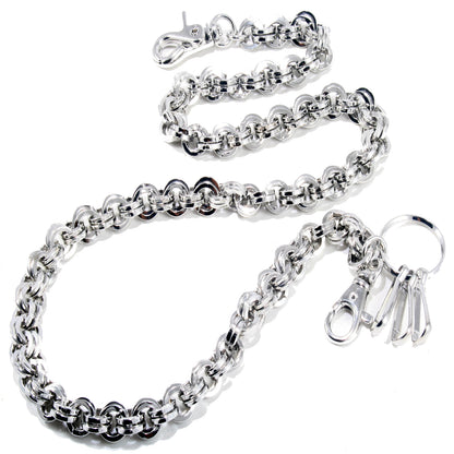 DK Multi Ring Roof Simple Trucker Biker Jean Key Wallet Chain (29.5") Silver CS48