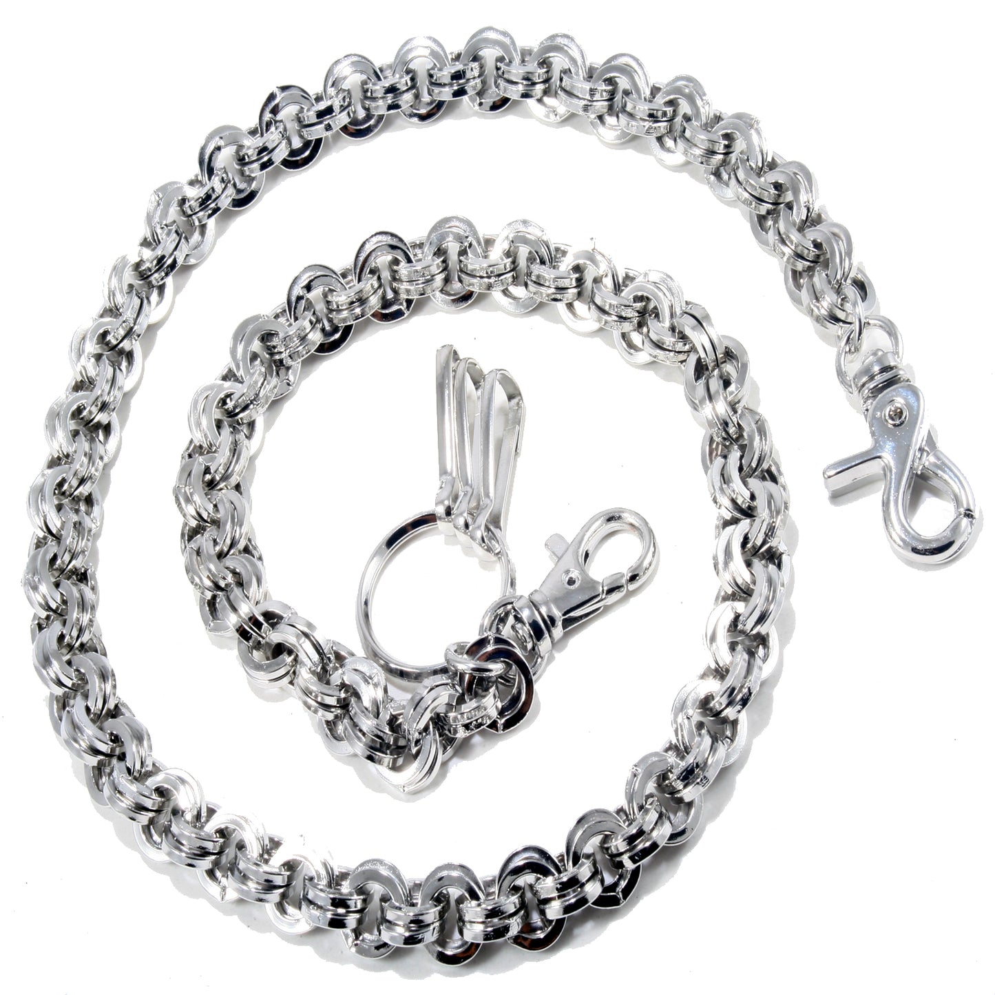 DK Multi Ring Roof Simple Trucker Biker Jean Key Wallet Chain (29.5") Silver CS48