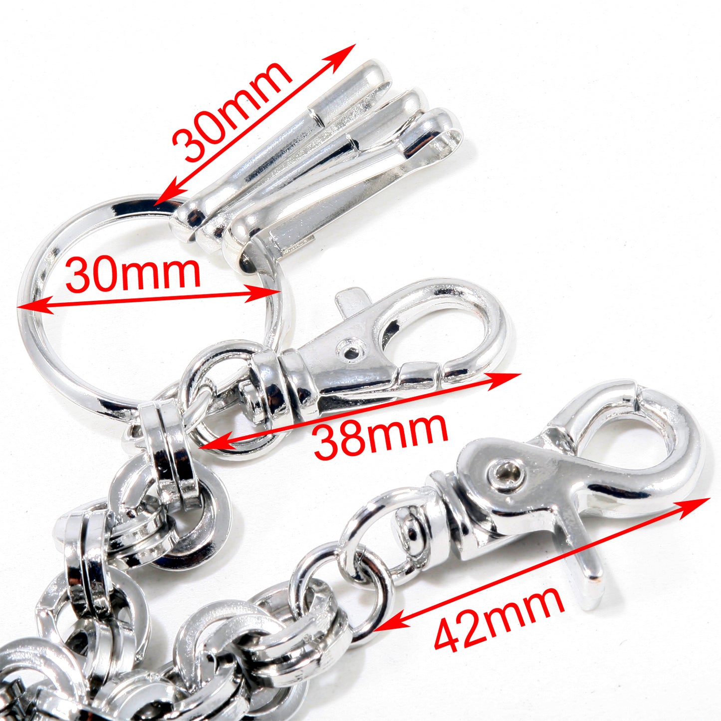 DK Multi Ring Roof Simple Trucker Biker Jean Key Wallet Chain (29.5") Silver CS48