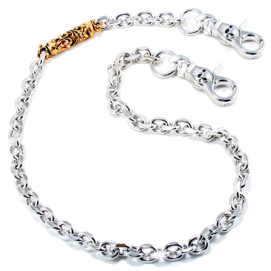 DK Gold Gothic Pendant Strong Biker Trucker Key Jean Wallet Chain (22/27") SLV/BLK CS49MLT