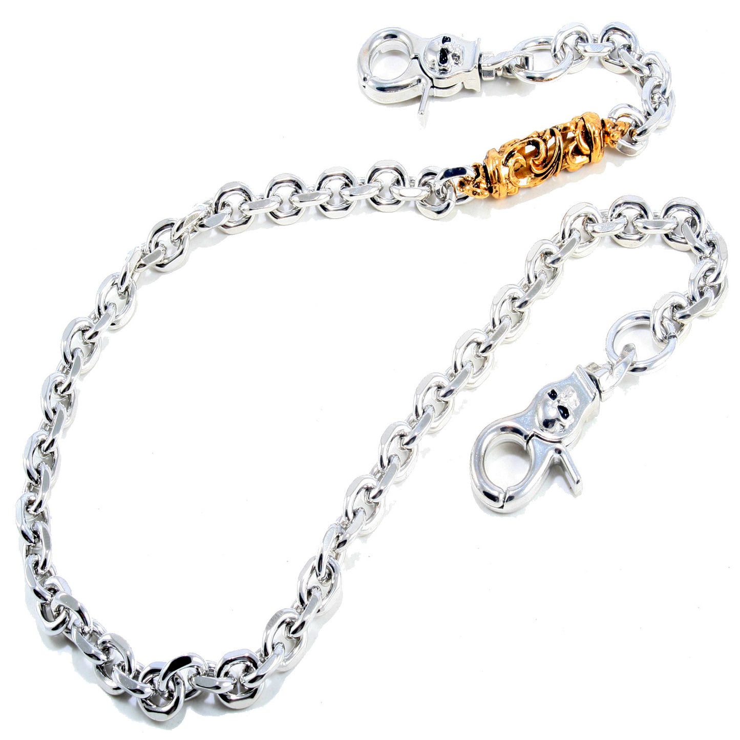 DK Gold Gothic Pendant Strong Biker Trucker Key Jean Wallet Chain (22/27") SLV/BLK CS49MLT