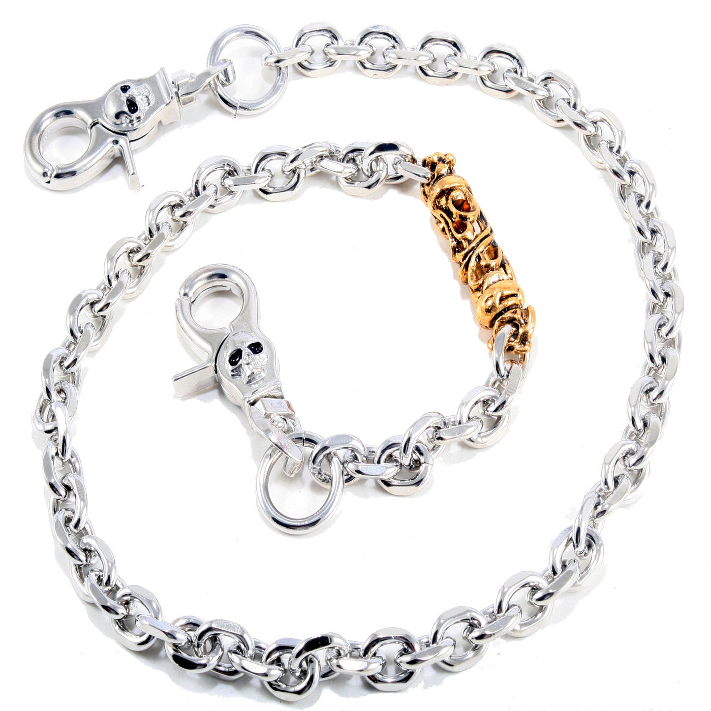 DK Gold Gothic Pendant Strong Biker Trucker Key Jean Wallet Chain (22/27") SLV/BLK CS49MLT