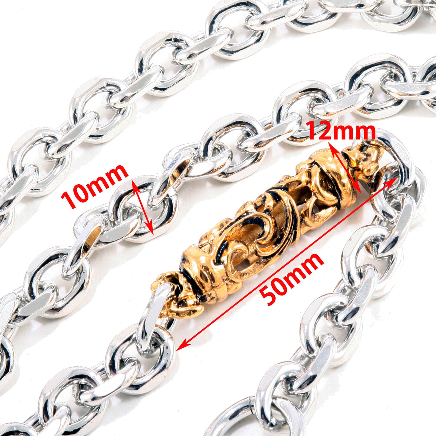 DK Gold Gothic Pendant Strong Biker Trucker Key Jean Wallet Chain (22/27") SLV/BLK CS49MLT