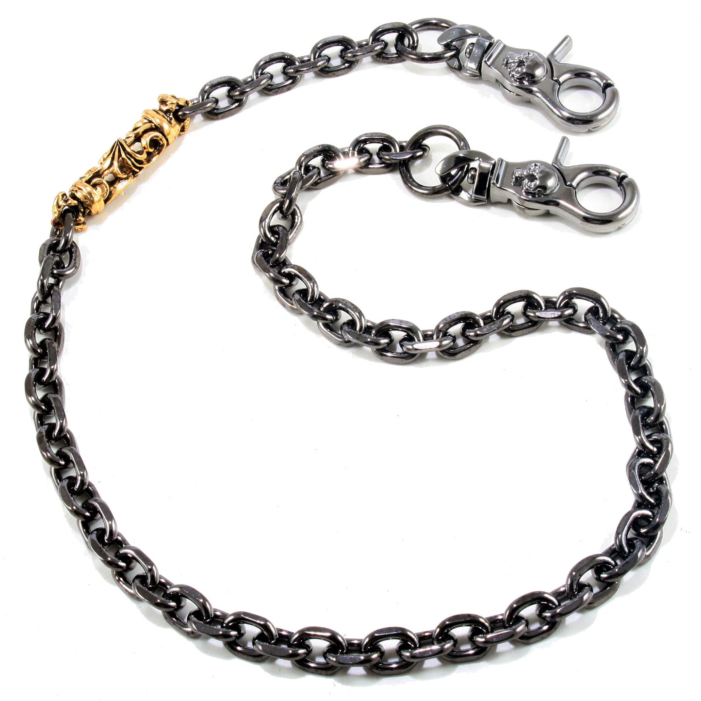 DK Gold Gothic Pendant Strong Biker Trucker Key Jean Wallet Chain (22/27") SLV/BLK CS49MLT