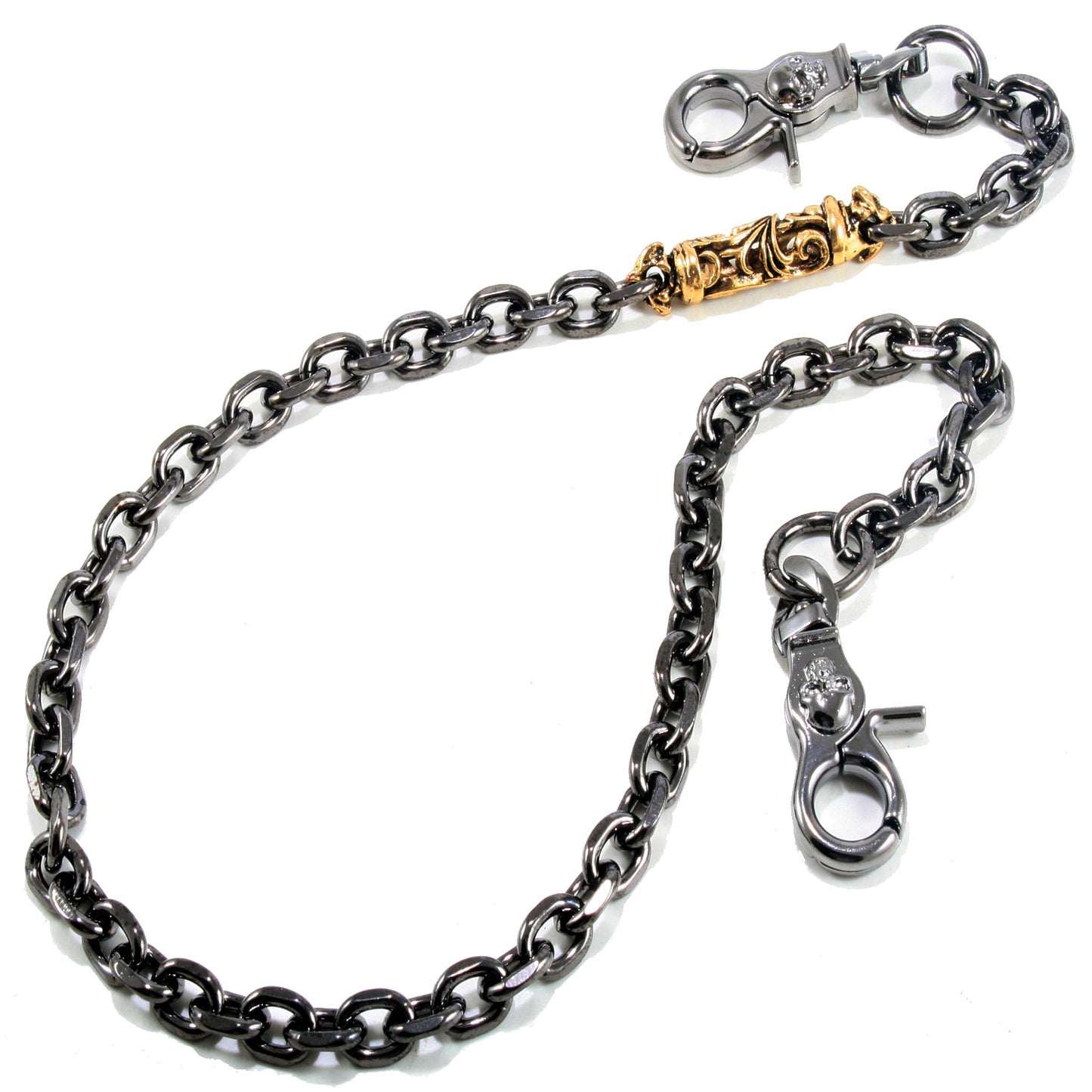 DK Gold Gothic Pendant Strong Biker Trucker Key Jean Wallet Chain (22/27") SLV/BLK CS49MLT
