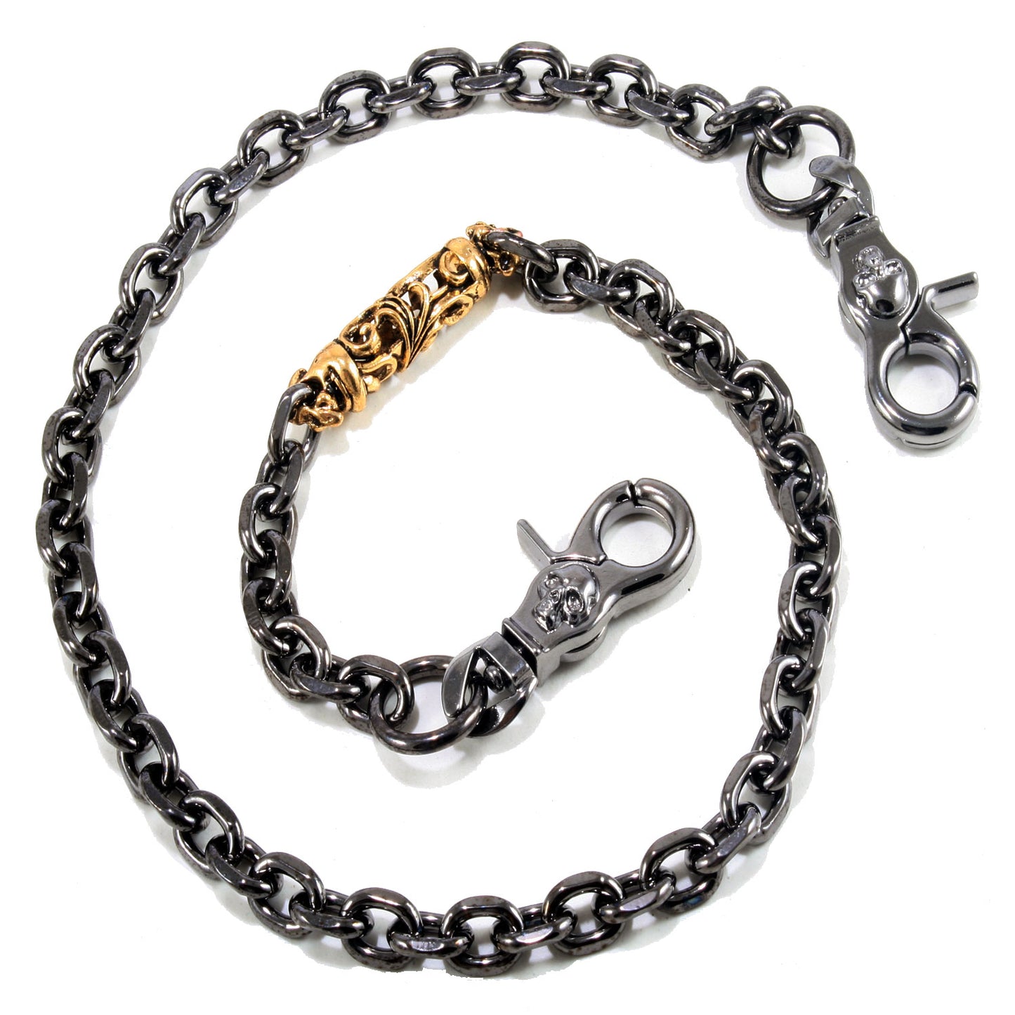 DK Gold Gothic Pendant Strong Biker Trucker Key Jean Wallet Chain (22/27") SLV/BLK CS49MLT