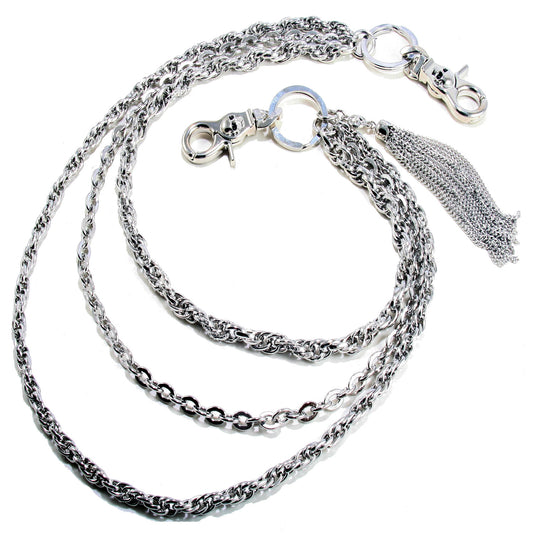 DK 3 Line Combo Link Classic Biker Key Jean Wallet Chain (24.5") Silver CS60