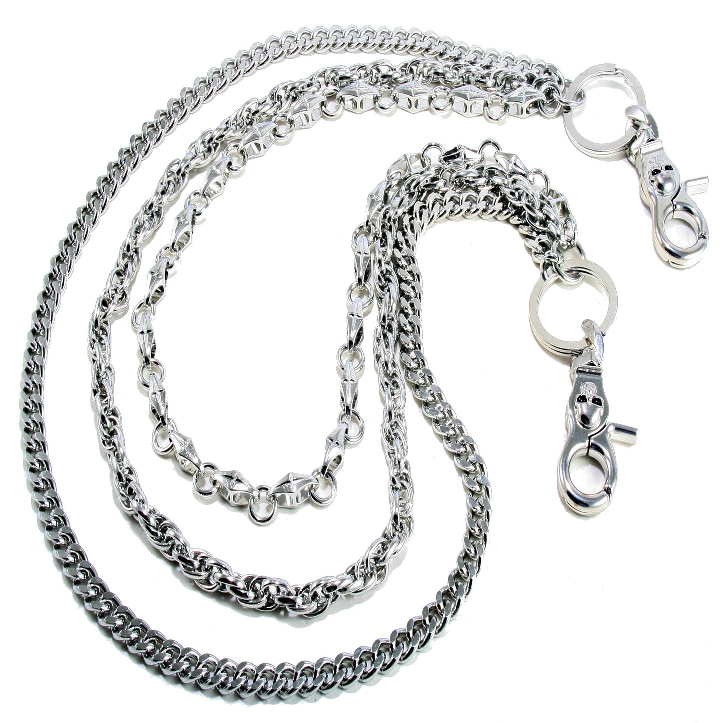 DK 3 Line Combo Link Heavy Trucker Biker Key Jean Wallet Chain (24.5") Silver CS61
