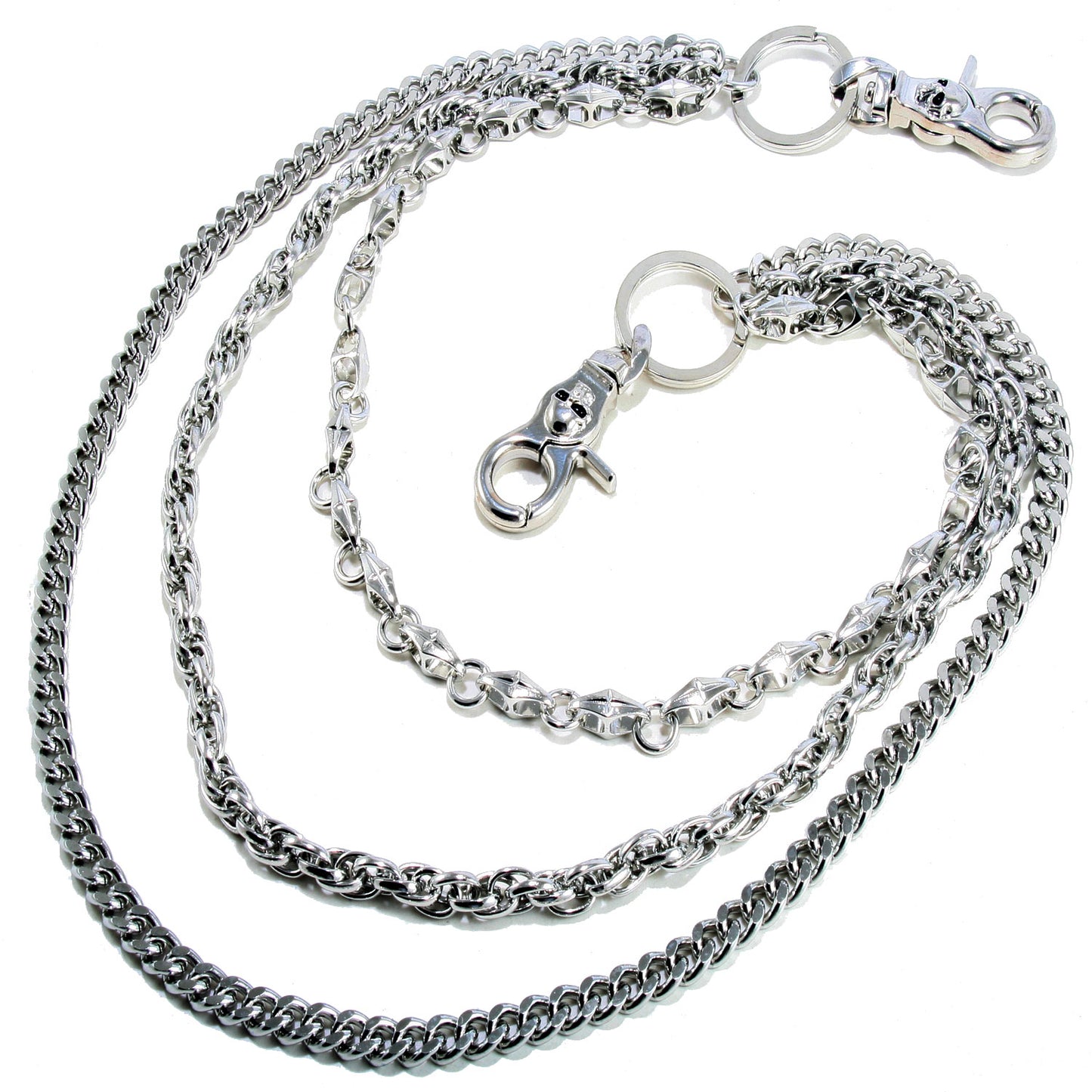 DK 3 Line Combo Link Heavy Trucker Biker Key Jean Wallet Chain (24.5") Silver CS61