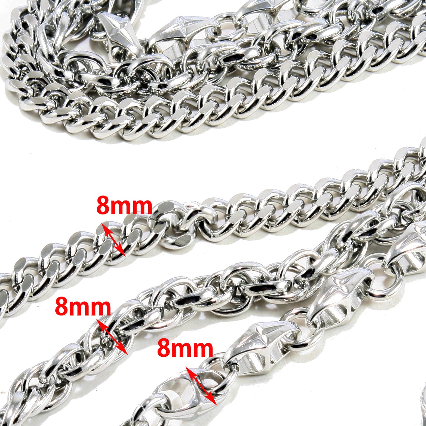 DK 3 Line Combo Link Heavy Trucker Biker Key Jean Wallet Chain (24.5") Silver CS61
