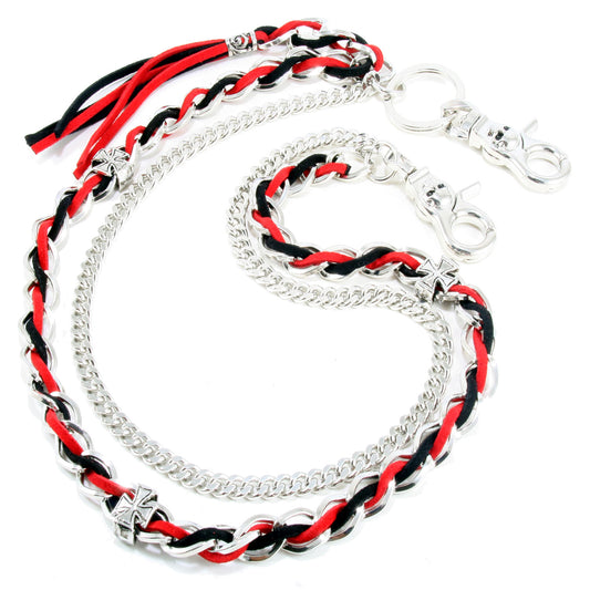 DK 2 Row Link Black Red Suede EMO Biker Keychain Key Jean Wallet Chain (24.5") CS64