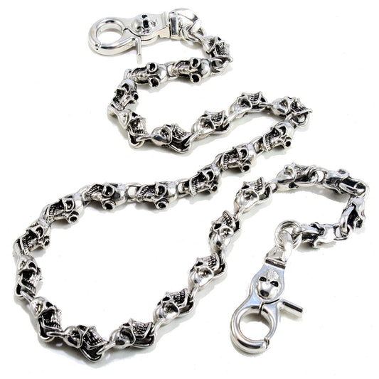 DK Multi Skull Gothic EMO Biker Trucker Key Jean Wallet Chain (22/27.5) Silver CS77