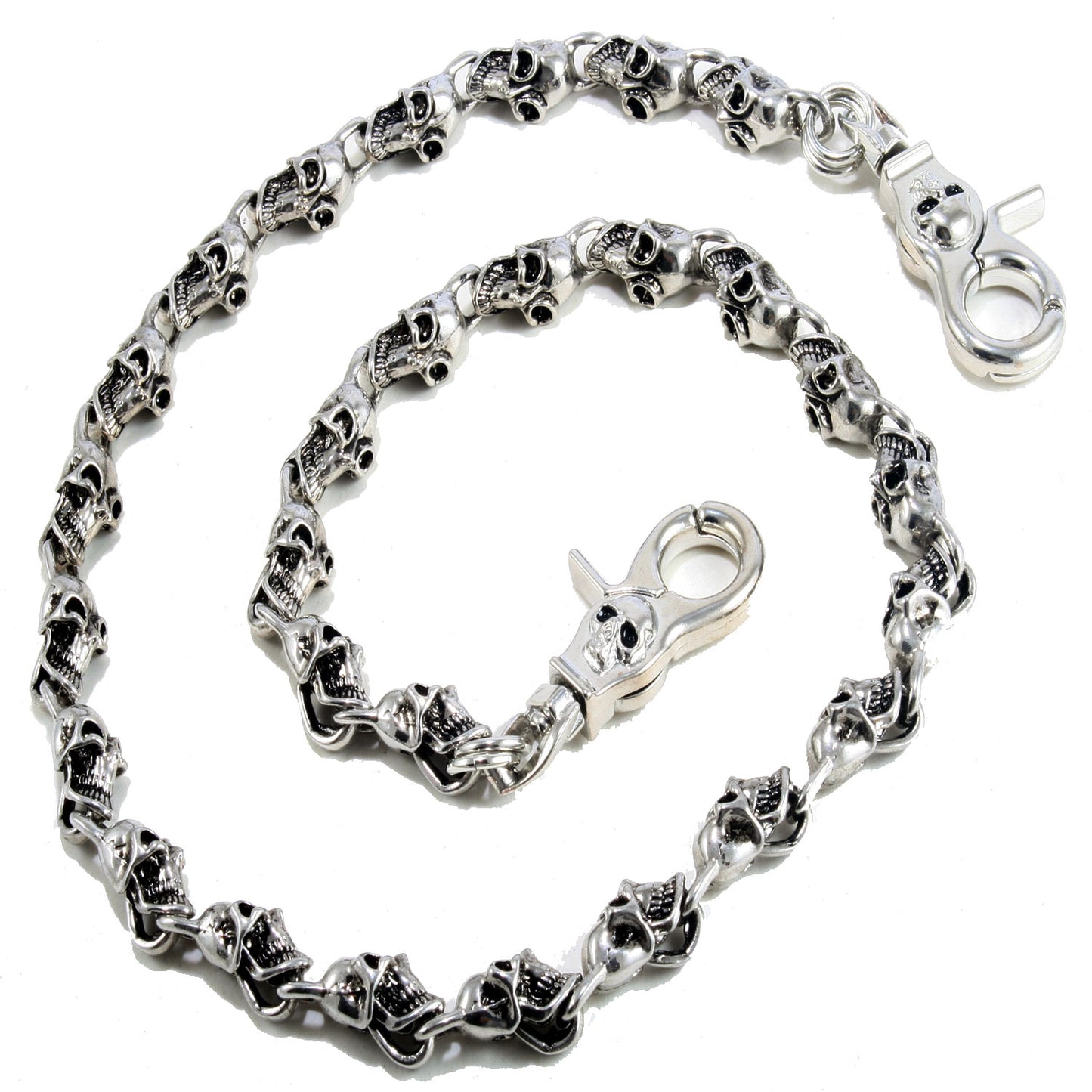 DK Multi Skull Gothic EMO Biker Trucker Key Jean Wallet Chain (22/27.5) Silver CS77