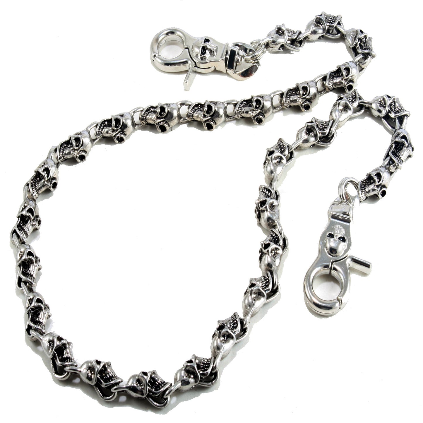 DK Multi Skull Gothic EMO Biker Trucker Key Jean Wallet Chain (22/27.5) Silver CS77