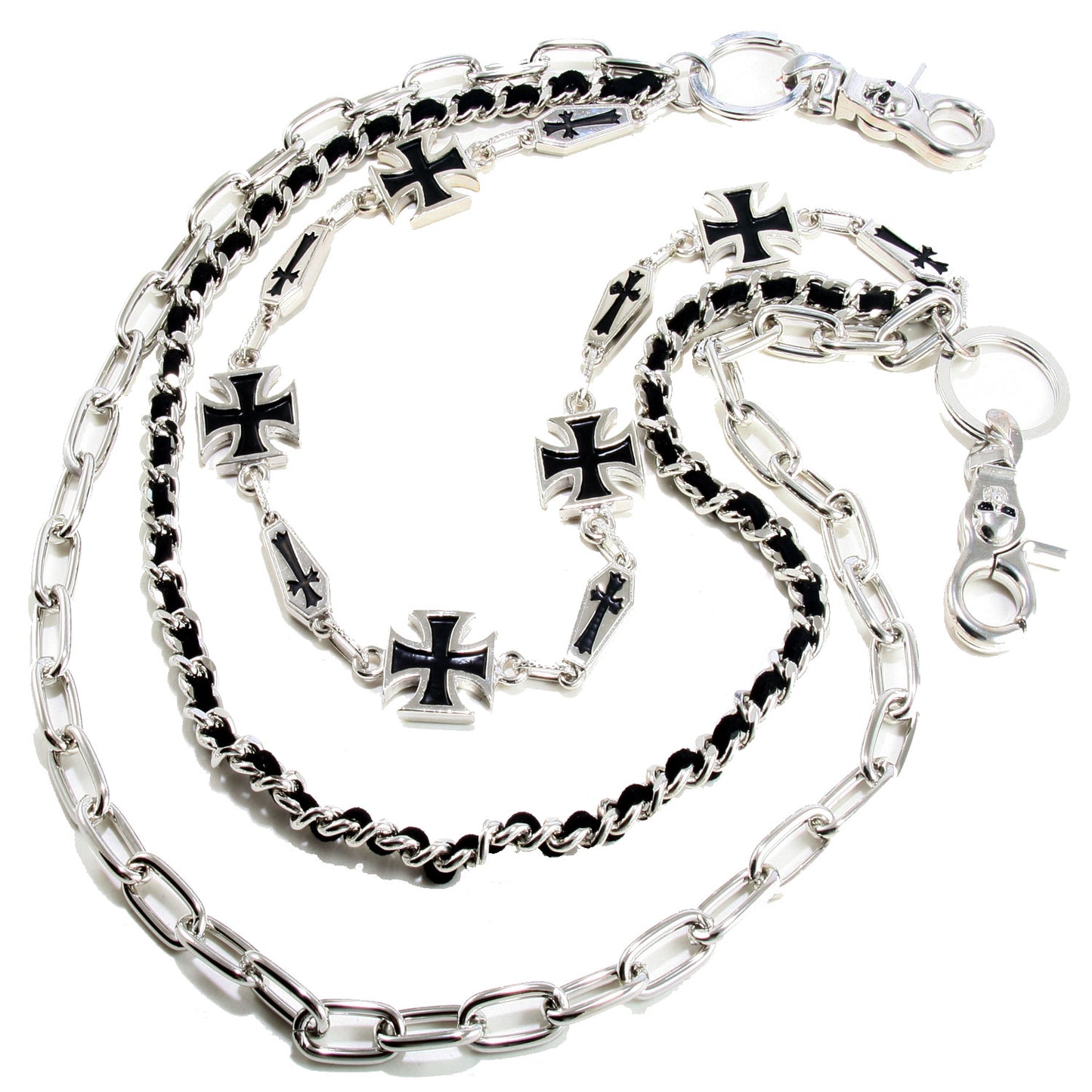 DK Cross Mark 3 Line Biker Trucker Key Jean Wallet Chain (23.5") Silver CS78