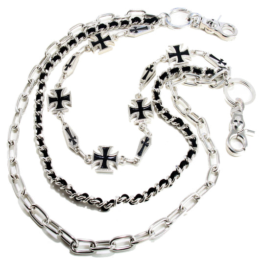 DK Cross Mark 3 Line Biker Trucker Key Jean Wallet Chain (23.5") Silver CS78
