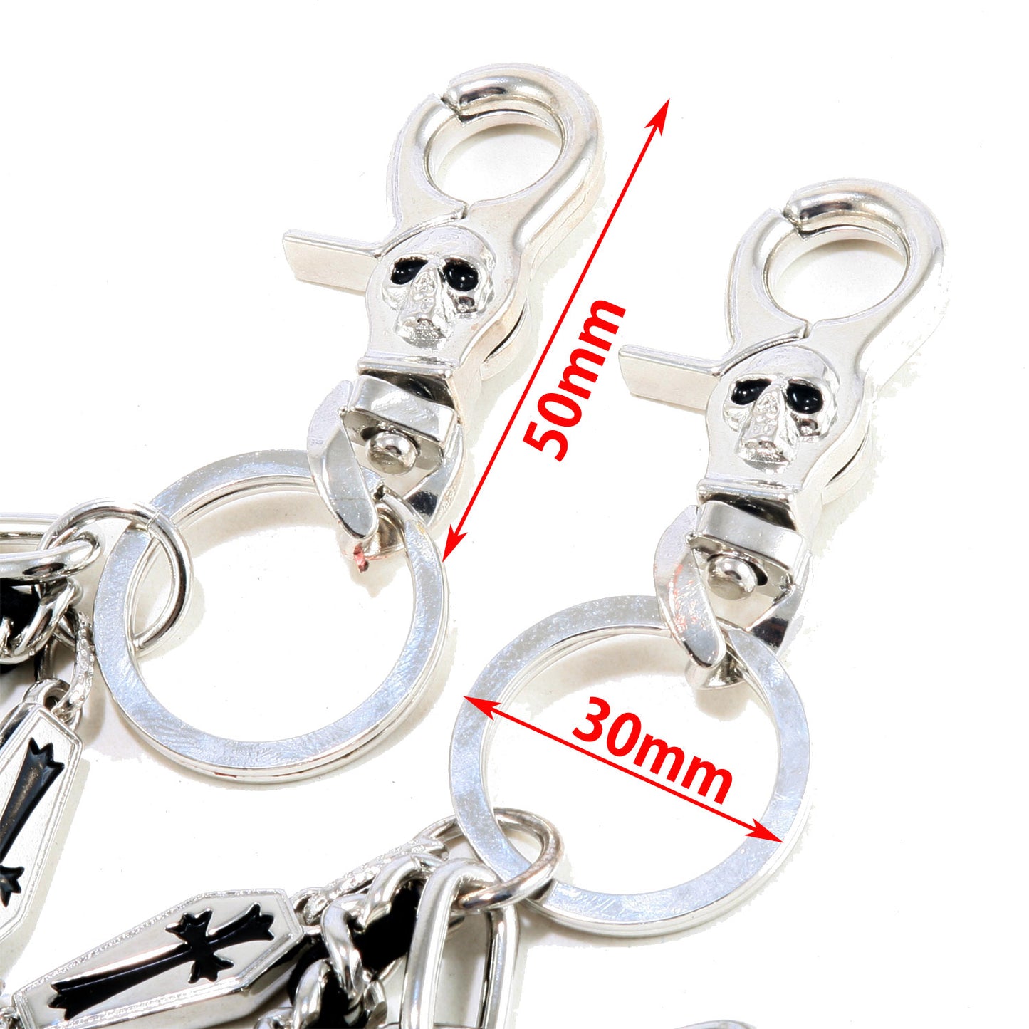 DK Cross Mark 3 Line Biker Trucker Key Jean Wallet Chain (23.5") Silver CS78
