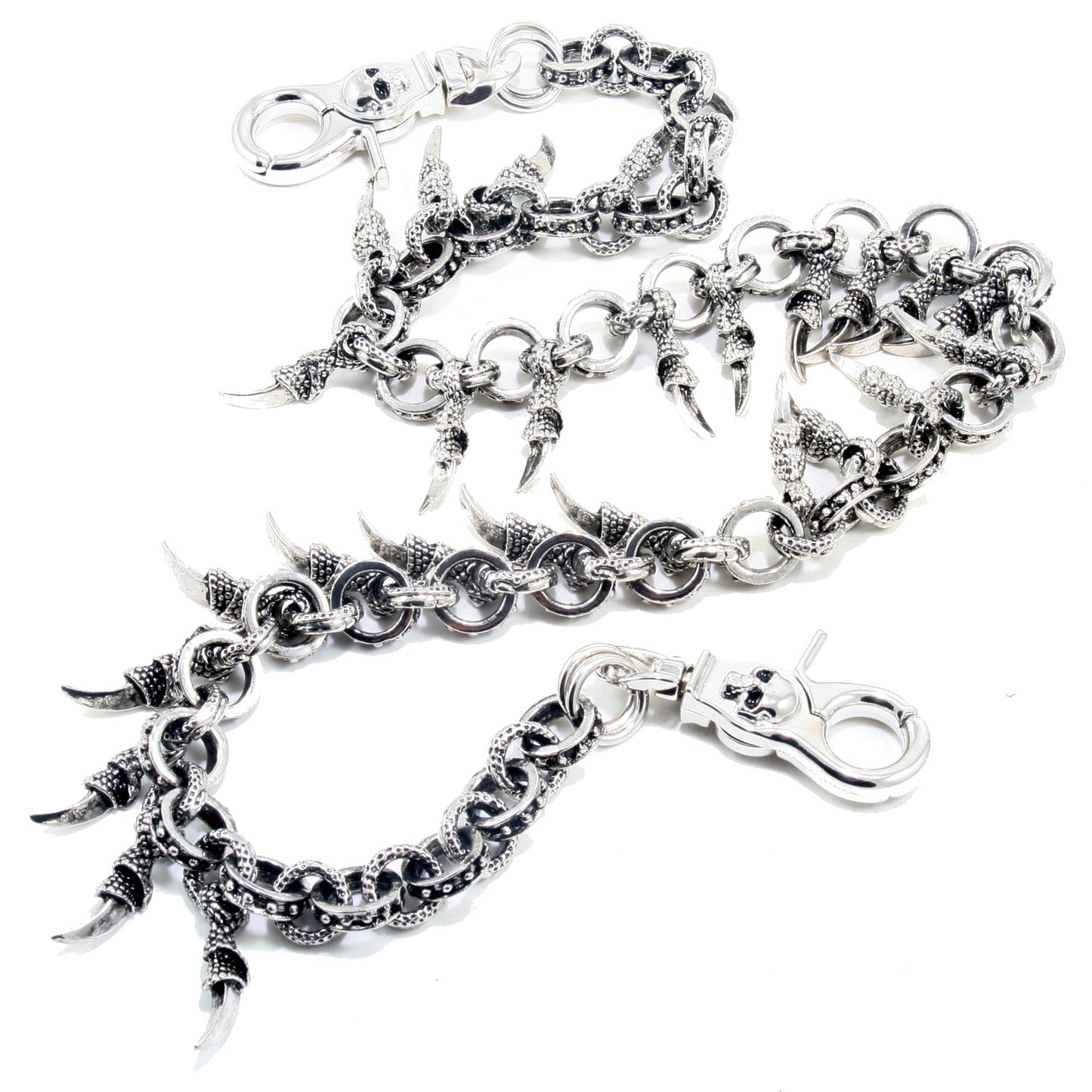 DK Claw Pendant Ring EMO Biker Trucker Key Jean Wallet Chain (28") SLV/BLK CS79MLT