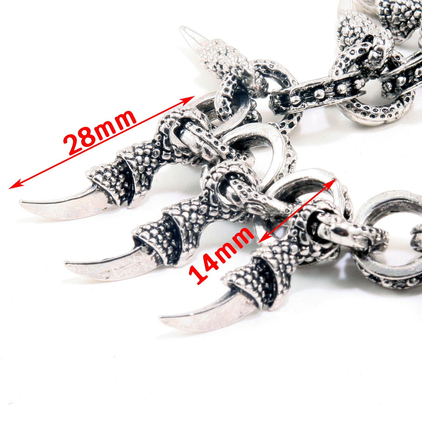 DK Claw Pendant Ring EMO Biker Trucker Key Jean Wallet Chain (28") SLV/BLK CS79MLT