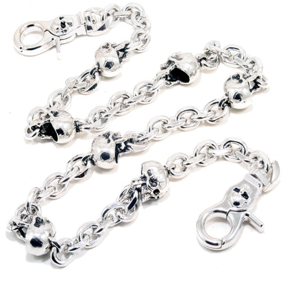 DK Multi Skull Connect EMO Biker Trucker Key Jean Wallet Chain CS80 (22/26.5") SLV BLK CS80MLT