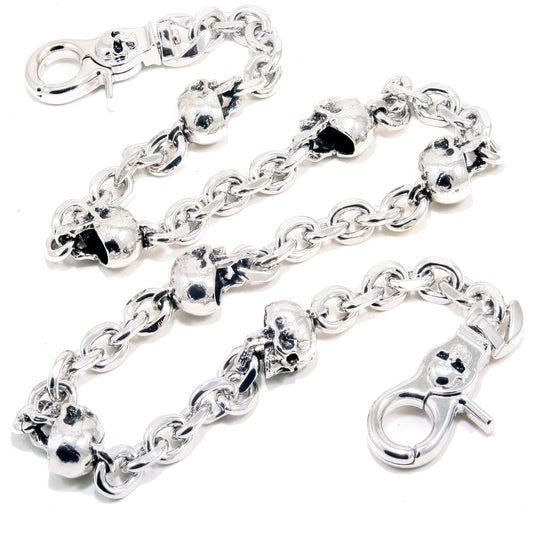 DK Multi Skull Connect EMO Biker Trucker Key Jean Wallet Chain CS80 (22/26.5") SLV BLK CS80MLT