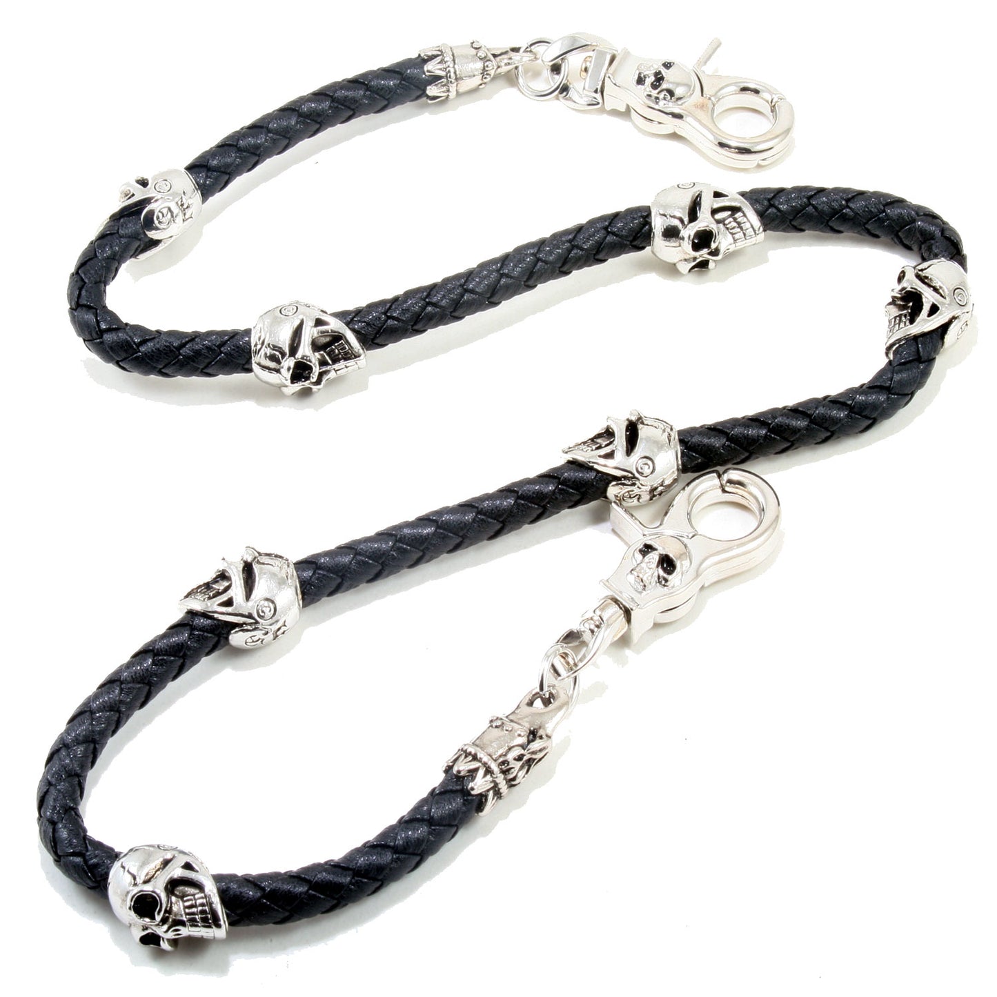 DK Skull Leather String EMO Biker Trucker Key Jean Wallet Chain (29") Silver CS83