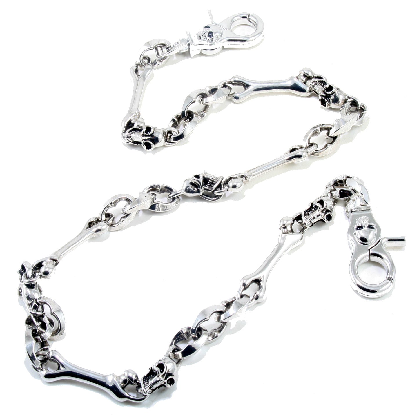DKSkull Bone EMO Biker Trucker Key Jean Wallet Chain (28") SLV/BLK CS85