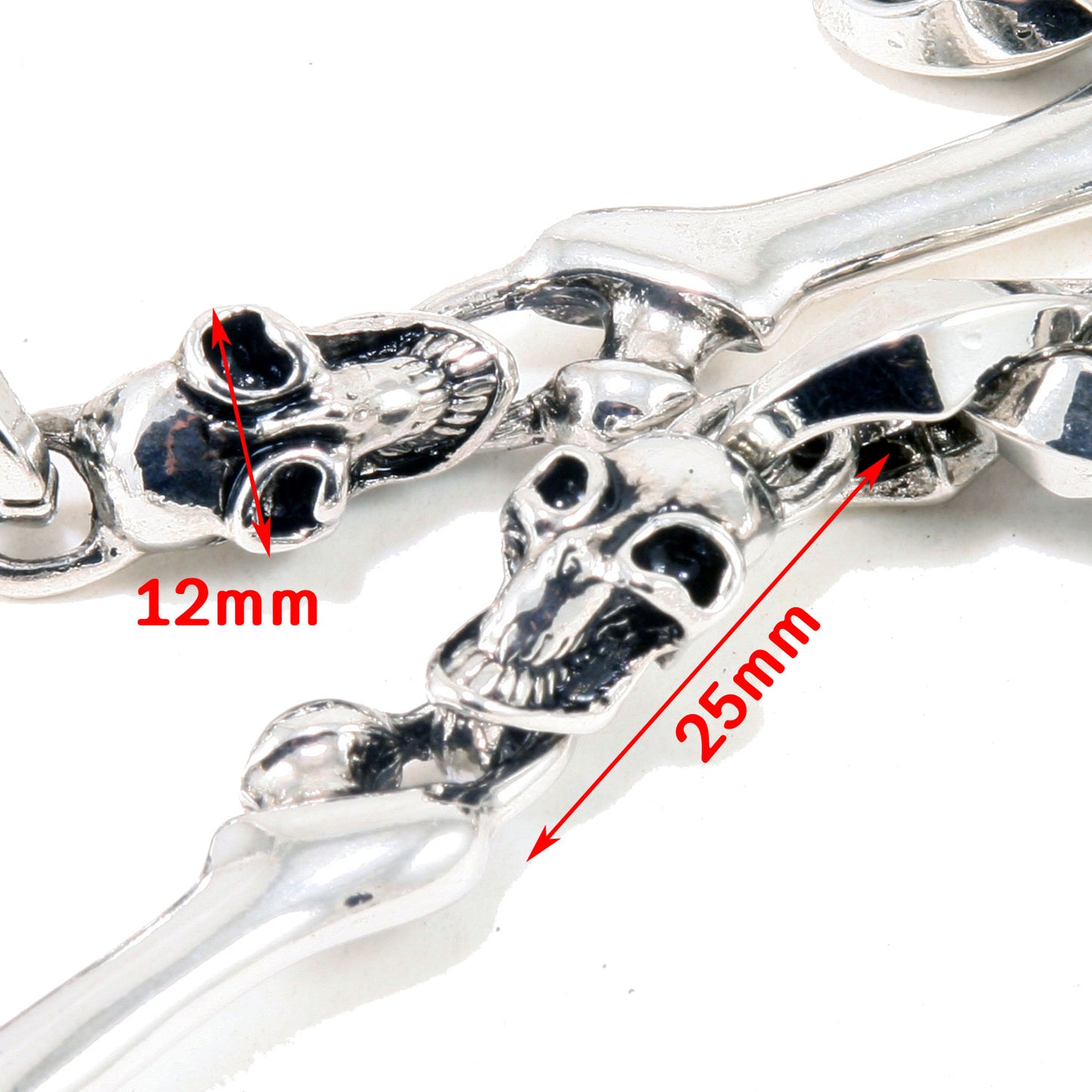 DKSkull Bone EMO Biker Trucker Key Jean Wallet Chain (28") SLV/BLK CS85