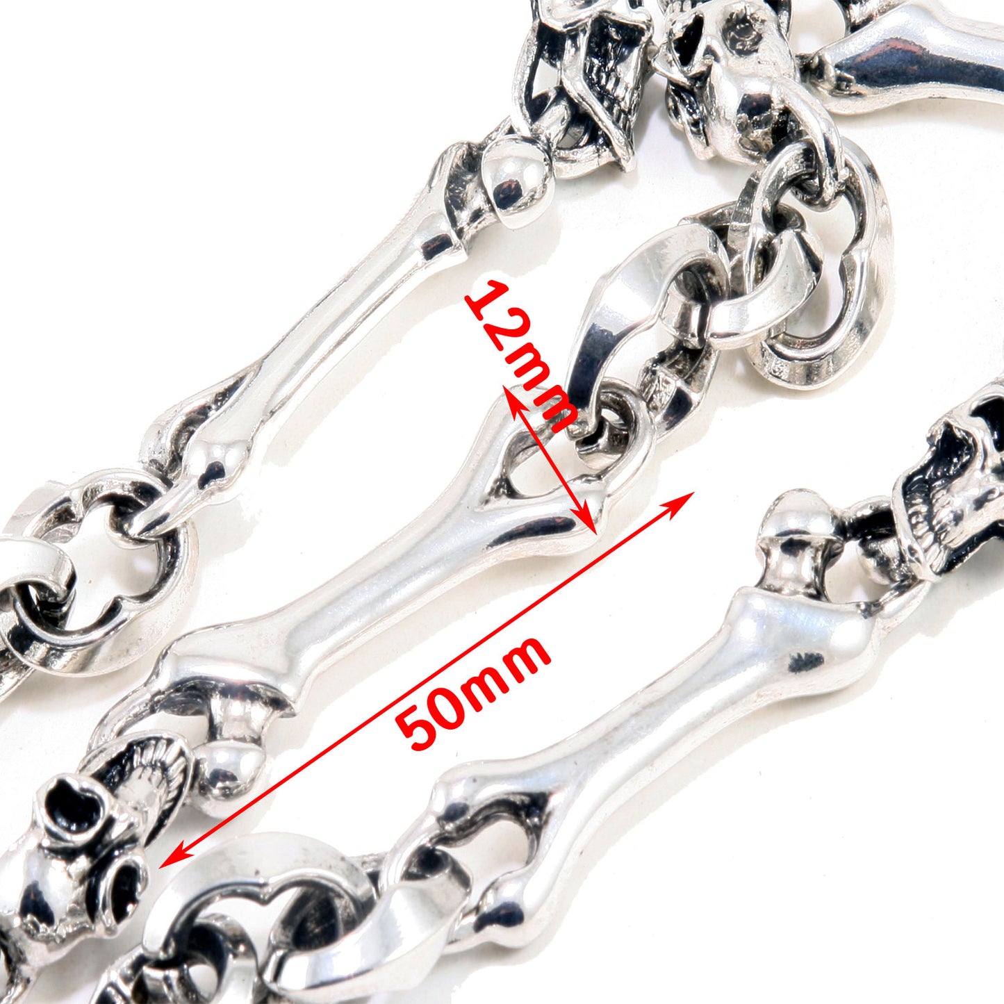 DKSkull Bone EMO Biker Trucker Key Jean Wallet Chain (28") SLV/BLK CS85