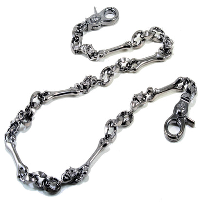 DKSkull Bone EMO Biker Trucker Key Jean Wallet Chain (28") SLV/BLK CS85