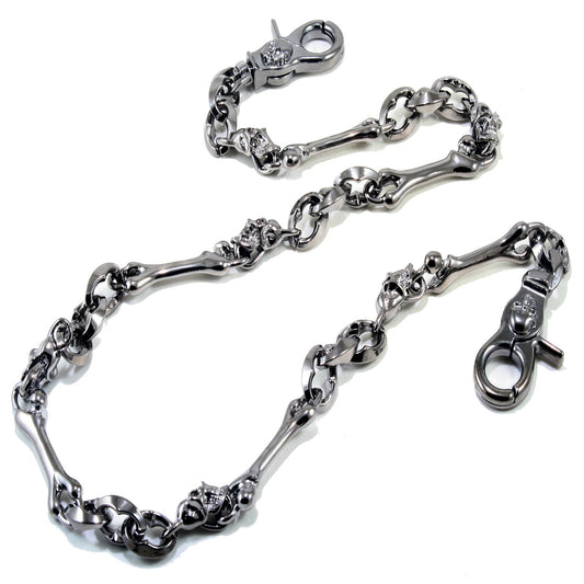 DKSkull Bone EMO Biker Trucker Key Jean Wallet Chain (28") SLV/BLK CS85