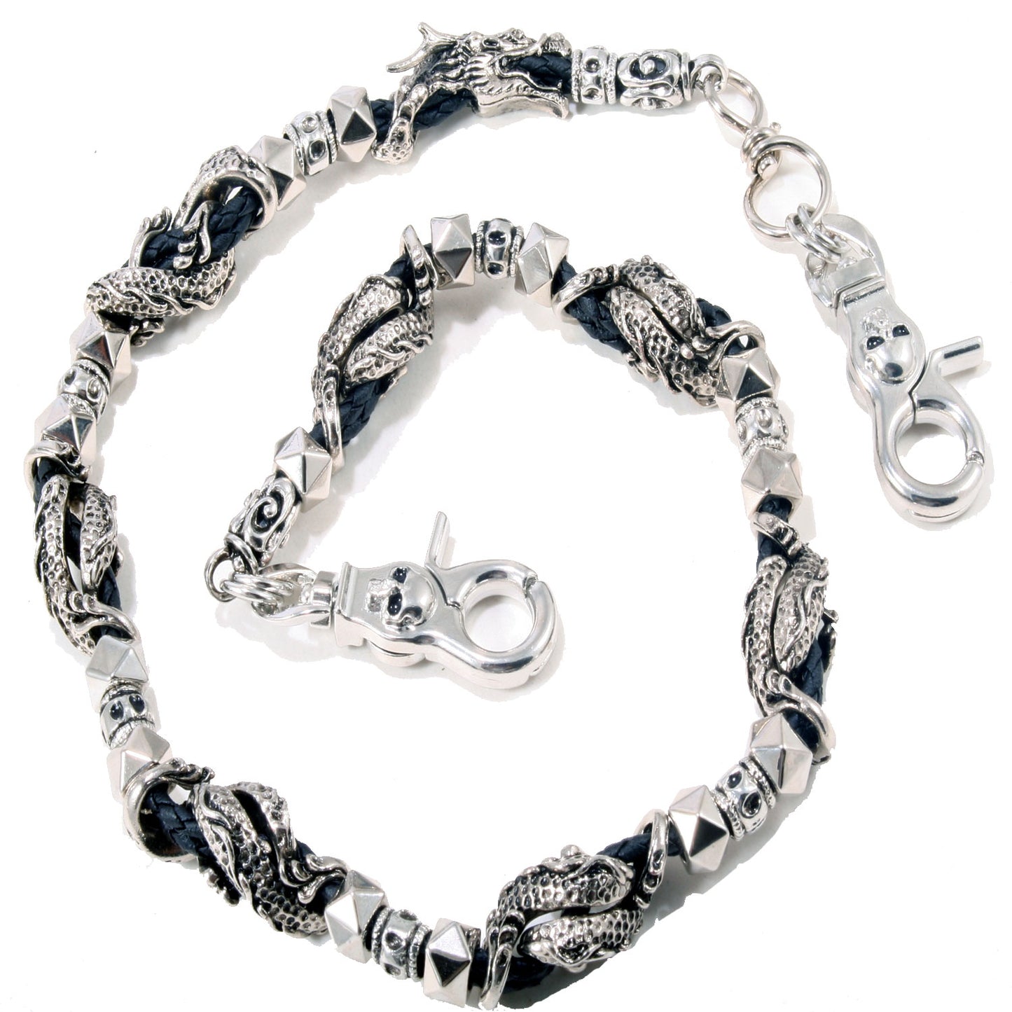 DK Heavy Head Tail Dragon Trucker Biker Key Jean Wallet Chain (29") Silver NCS87