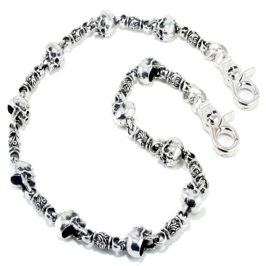 DK EMO Skull Connect Classic Biker Trucker Key Jean Wallet Chain (21/28.5") SLV/BLK NCS34