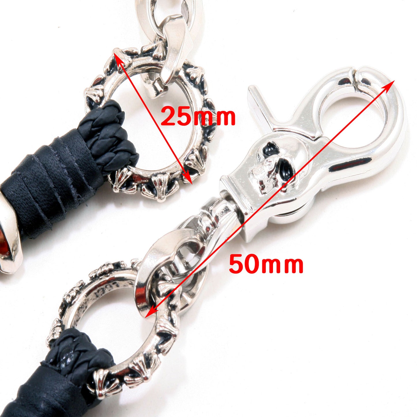 Big Skull Hook Leather Biker Trucker Key Jean Wallet Chain (28") Black NCS50