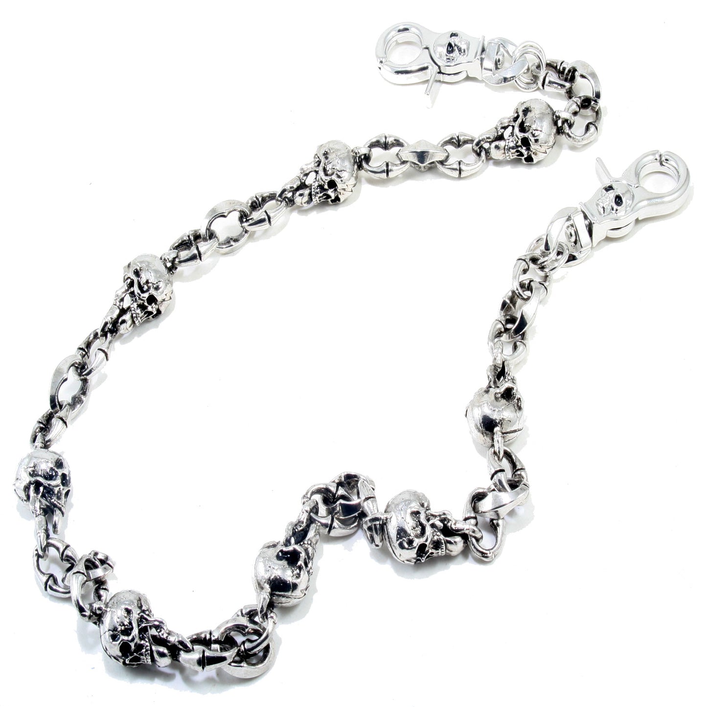 DK Skull Tongue Biker Trucker Keychain Key Jean Wallet Chain (22/27") SLV/BLK NCS74