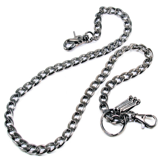 DK EMO Simple Strong Basic Biker Trucker Key Jean Wallet Chain (20" / 30") SLV/BLK CS108T