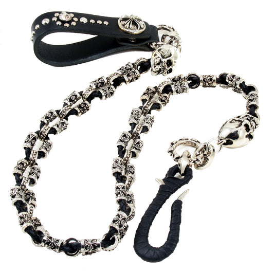 DK Gothic Skull Leather & Knight Biker Trucker Key Jean Wallet Chain (28") SCS93