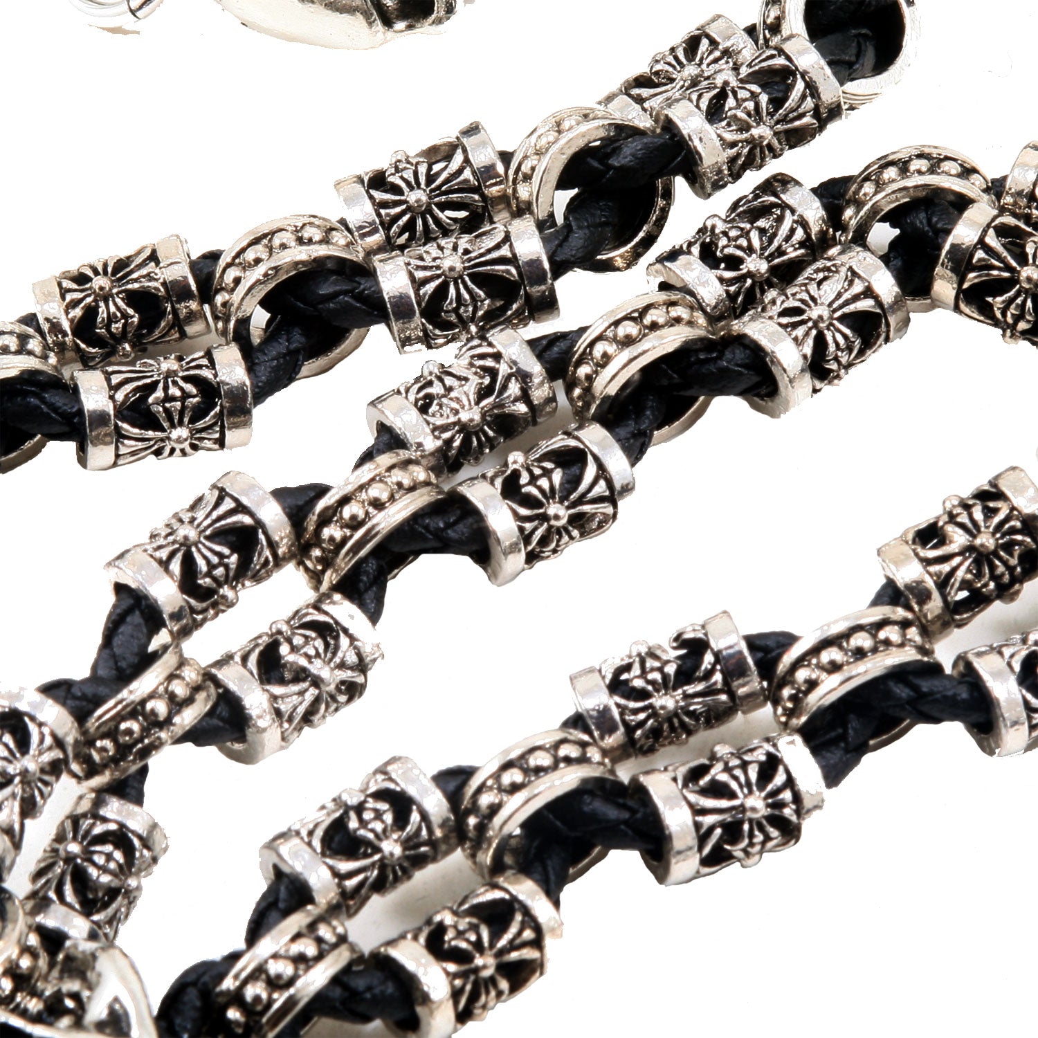 DK Gothic Skull Leather & Knight Biker Trucker Key Jean Wallet