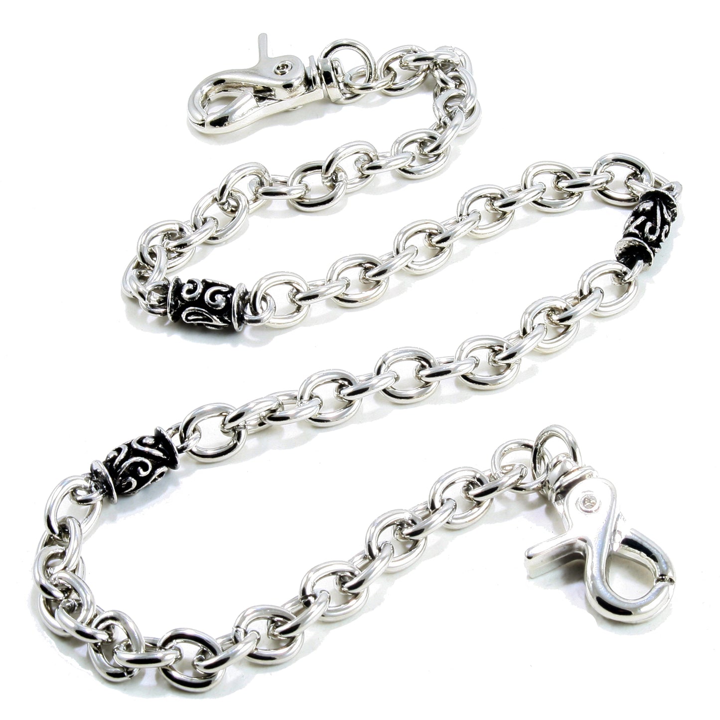 DK Simple Roof Strong Biker Trucker Key Jean Wallet Chain (24.5") SLV/BLK SYC52