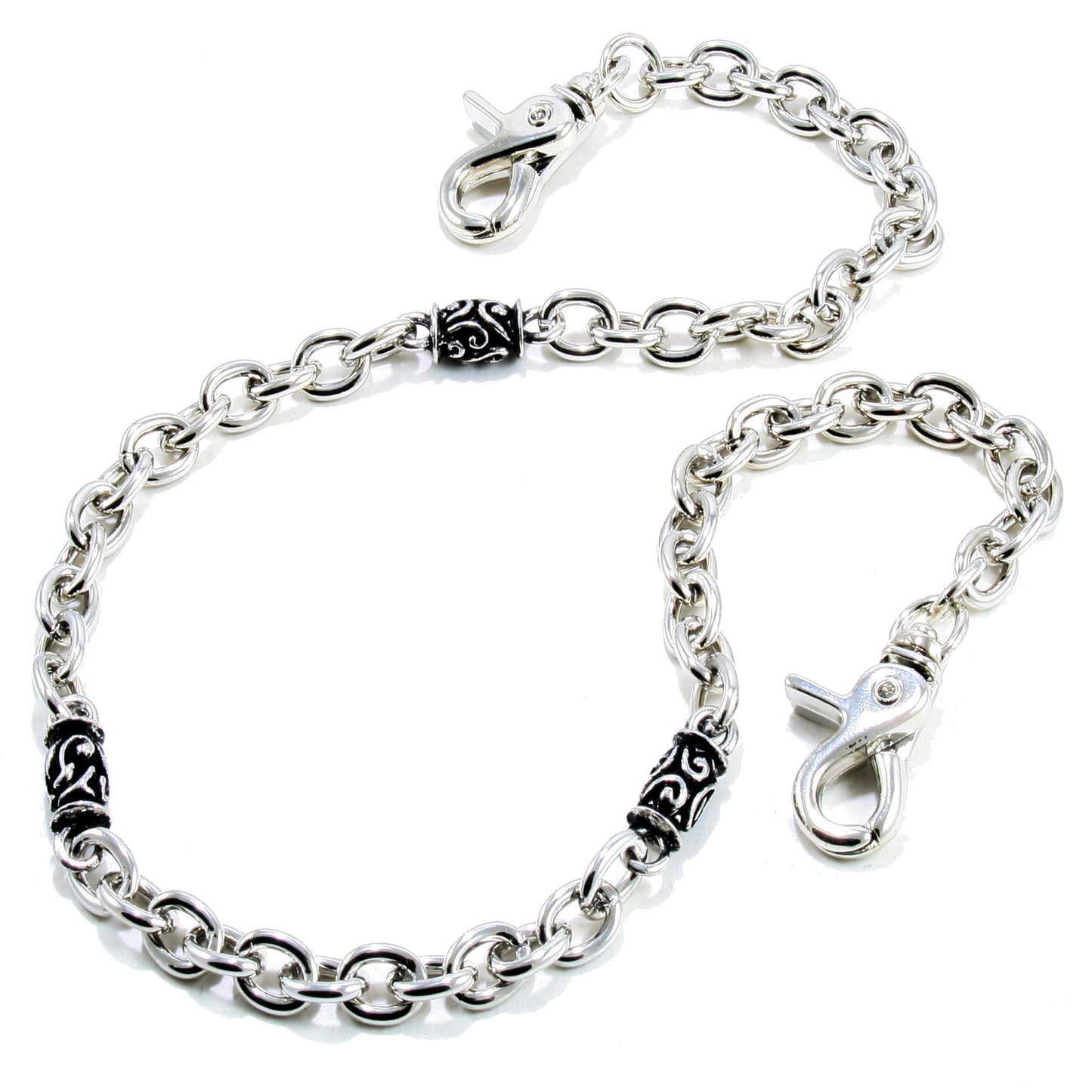 DK Simple Roof Strong Biker Trucker Key Jean Wallet Chain (24.5") SLV/BLK SYC52