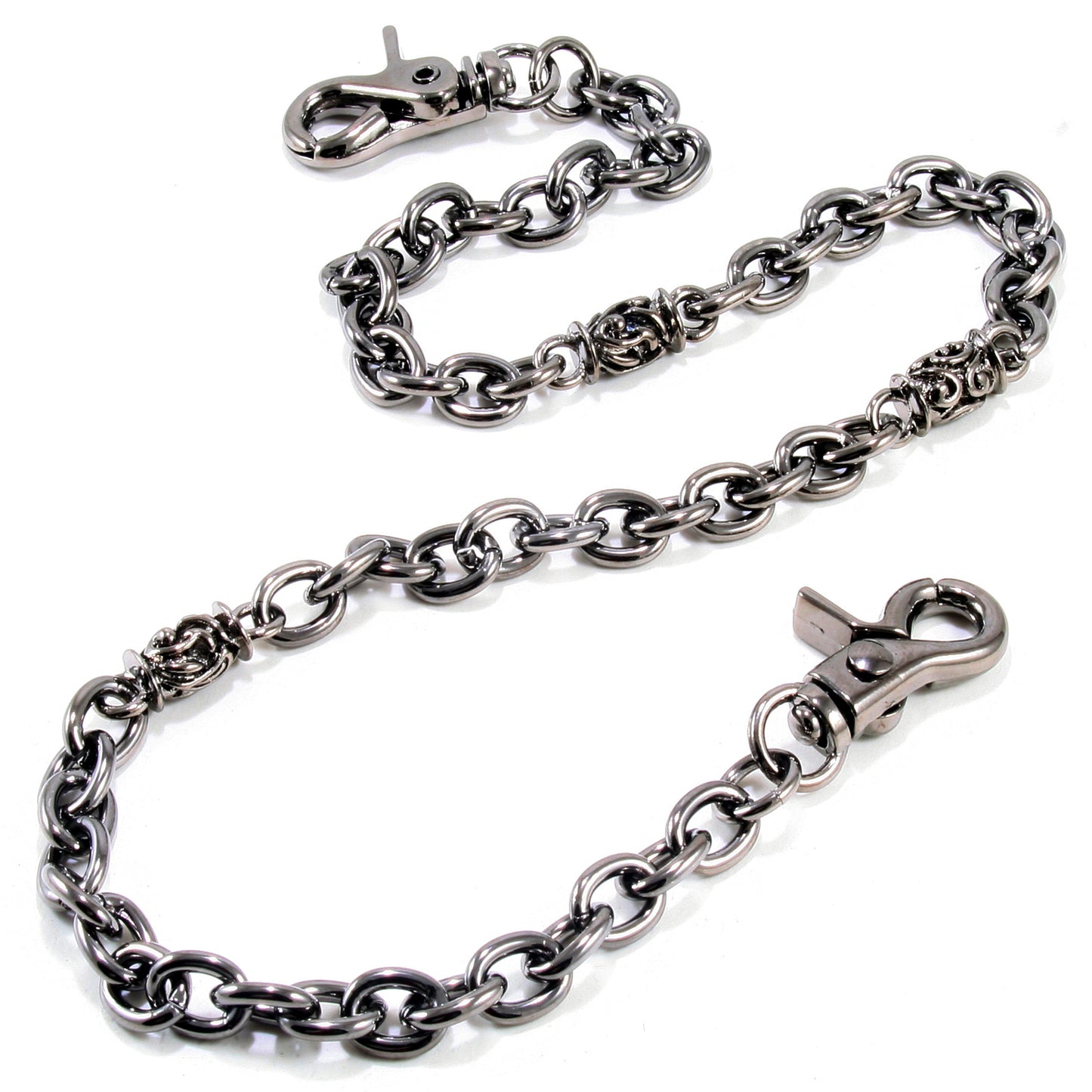 DK Simple Roof Strong Biker Trucker Key Jean Wallet Chain (24.5") SLV/BLK SYC52